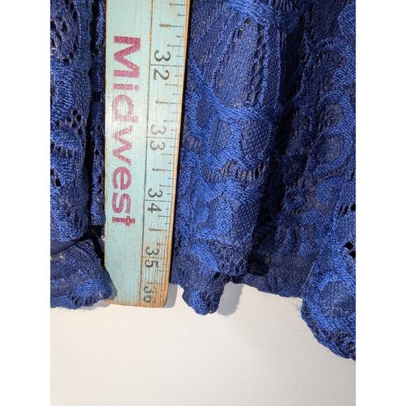 NY Collection Women’s Dress SZ S Navy Lace Overlay Lined Short Sleeve Casual - Picture 3 of 6